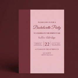Burgundy Bar Minimalistisk Modern Sängkammarparty- Inbjudningar