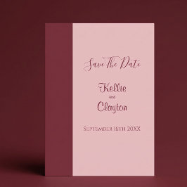 Burgundy Bar Minimalistiskt Bröllop Spara Datum Inbjudningar