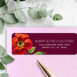 Burgundy Bat mitzvah Blommigt Modern Returadress Returadress Etikett
