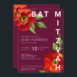 Burgundy Bat mitzvah Blommigt - vattenfärgsmodern Inbjudningar<br><div class="desc">Var stolt, gladd och visa den här milstolpen till din favoritBat mitzvah med den här sofistikerade inbjudan till personligen! En chic, bedövning, vattenfärg för blommigt med modern serif-typ övertäcker en burgundisk bakgrund. Anpassa anpassningsbarna med information om namn, datum och plats för Bat mitzvah. Garanterade att hon skulle få mer roligt...</div>