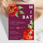 Burgundy Bat mitzvah Blommigt - vattenfärgsmodern Inbjudningar<br><div class="desc">Var stolt, gladd och visa den här milstolpen till din favoritBat mitzvah med den här sofistikerade inbjudan till personligen! En chic, bedövning, vattenfärg för blommigt med modern serif-typ övertäcker en burgundisk bakgrund. Anpassa anpassningsbarna med information om namn, datum och plats för Bat mitzvah. Garanterade att hon skulle få mer roligt...</div>