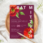 Burgundy Bat mitzvah Modern Blommigt vattenfärg Inbjudningar<br><div class="desc">Var stolt, gladd och visa den här milstolpen till din favoritBat mitzvah med den här sofistikerade inbjudan till personligen! En chic, bedövning, vattenfärg för blommigt med modern serif-typ övertäcker en burgundisk bakgrund. Anpassa anpassningsbarna med information om namn, datum och plats för Bat mitzvah. Garanterade att hon skulle få mer roligt...</div>