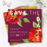 Burgundy Bat mitzvah Red Blommigt Watercolor Moder Spara Datumet<br><div class="desc">Se till att alla dina vänner och släktingar kan fira din dotters milstolpe Bat mitzvah! Skicka ut den här chicen, häpnadsväckande, röd blommigt med modern sanningstyp mot en burgundisk bakgrund, personligen "Spara datum"-meddelande. Faux guld foil, röd blommigt vattenfärg och en vit stjärna av David vid ryggen. Anpassa anpassningsbarna till Bat...</div>