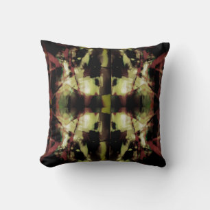 Burgundy Beige Grönt Black Symmetrical Mosaic Kudde