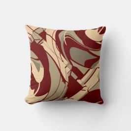 Burgundy Beige Taupe Floting Blommigt Art Design Kudde