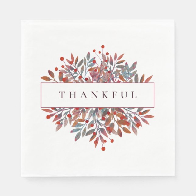 Burgundy Berries & Lövs Anpassade Botaniskt Pappersservett (Framsidan)