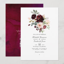 Burgundy Berry & Blush Blommig QR-kod RSVP Bröllop