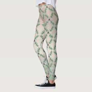 Burgundy Berry Holly Gräs jul Leggings