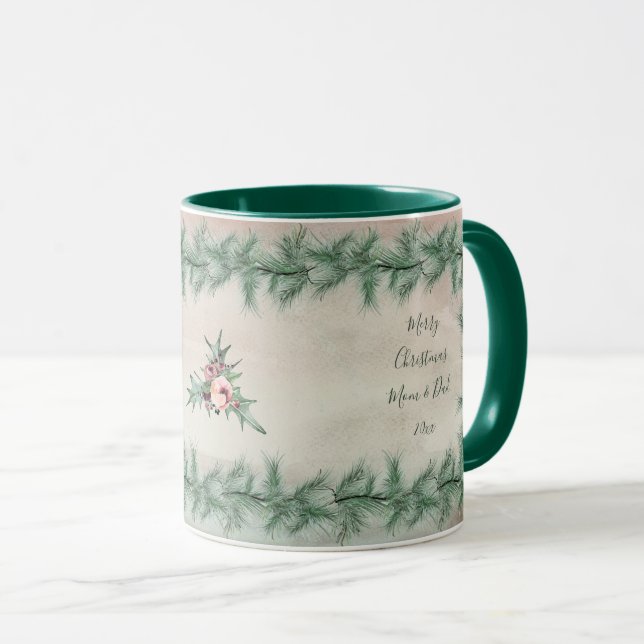 Burgundy Berry Holly Gräs jul Mugg (Framsida höger)