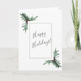 Burgundy Berry & Holly-julkort, Helgdag Card Helgkort