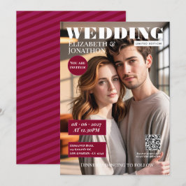 Burgundy & Berry Magazine Bröllopsfoto Inbjudningar