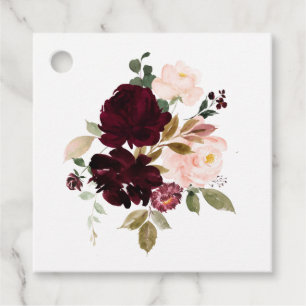 Burgundy Berry och Blommigten Bröllop Gåvor Etiketter