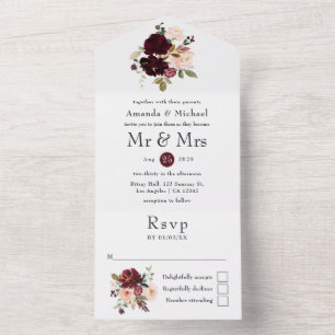 Burgundy Berry och Blush Floral Bröllop Allt-i-ett