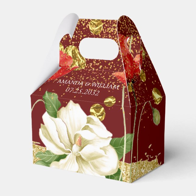 Burgundy BeSnygg Rosy Guld bröllopsruta Presentaskar (Framsidan Sidan)