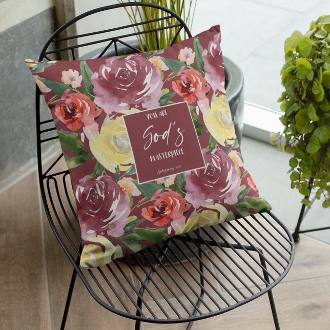 Burgundy Bible Verse Dekorativ kudde (Skapare uppladdad)