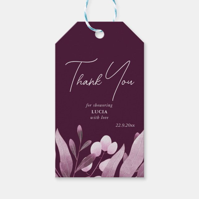 Burgundy Big Löv Möhippa Tack Presentetikett (Framsidan)