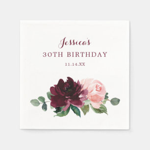  Burgundy Birthday Napkin Cocktail Napkin Pappersservett