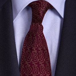 Burgundy Bitcoin-symbol kontur Mönster Slips