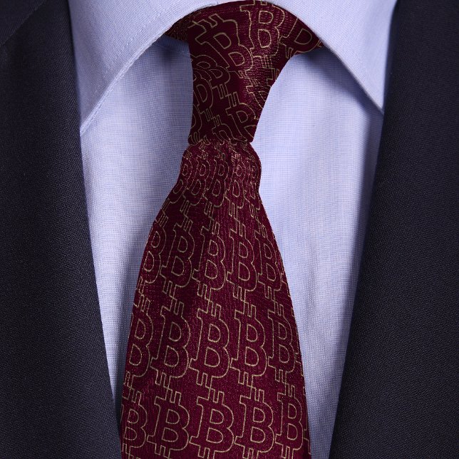 Burgundy Bitcoin-symbol kontur Mönster Slips (Skapare uppladdad)