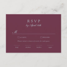 Burgundy Blå Druvmonogram Vingård RSVP-kort