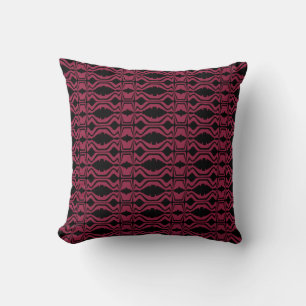 Burgundy Black Abstrakt Ljud Wave Small Tiles Kudde
