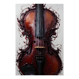 Burgundy Black Abstrakt Violin Perfect Poster