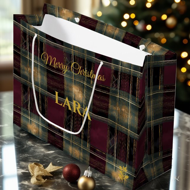 Burgundy, Black, and Gold Glowing Plaid Christmas  (Skapare uppladdad)