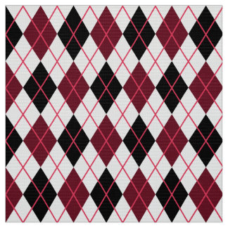 Burgundy, Black and White Argyle Mönster Tyg