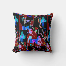 Burgundy Black Aqua Pink Blue Contemporary Print Kudde