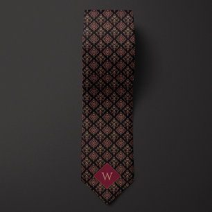 Burgundy & Black Arabesque Monogram Slips