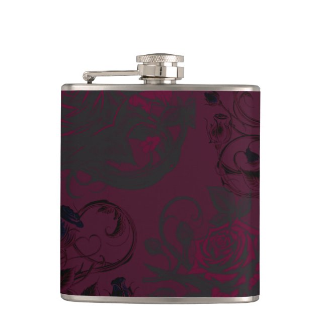 Burgundy & Black Dark Garden Gotisk Glamour Bröllo Fickplunta (Framsidan)