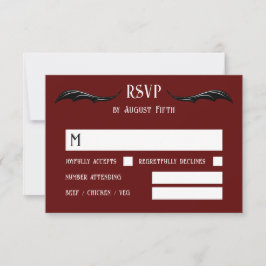 Burgundy Black Dragon Monogram Fantasy Bröllop OSA Kort