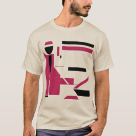 Burgundy Black Geometric Figur-like Art MCM-utseen T Shirt