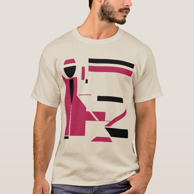 Burgundy Black Geometric Figur-like Art MCM-utseen T Shirt (Framsida)