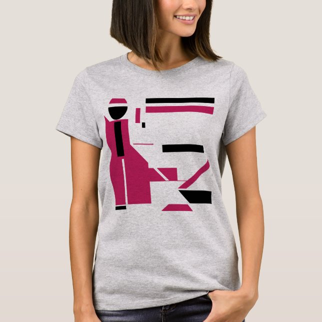 Burgundy Black Geometric Figur-like Art MCM-utseen T Shirt (Framsida)