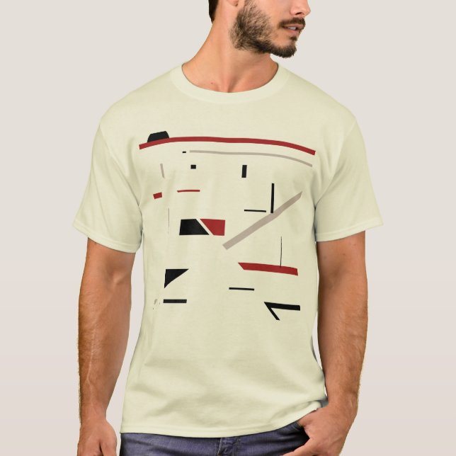 Burgundy Black Grått Geometric Abstrakt MCM-utseen T Shirt (Framsida)
