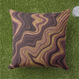 Burgundy Black och Guld Marble Mönster Kudde
