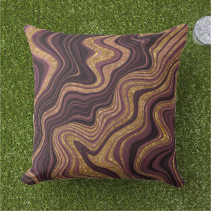 Burgundy Black och Guld Marble Mönster Kudde