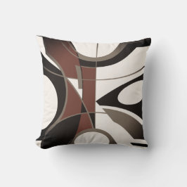 Burgundy Black Tan Off White Modern Art Abstrakt Kudde