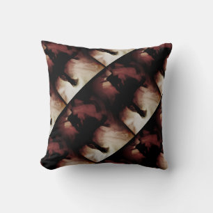 Burgundy Black Tan White Batik-like Diagonal Tiles Kudde