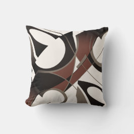 Burgundy Black Tan White Swirling Slanted Abstrakt Kudde