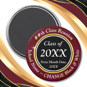 Burgundy Black White, Class Reunion Magnets Favors Magnet