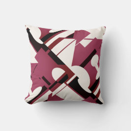 Burgundy Black-white diagonal geometrisk design Kudde