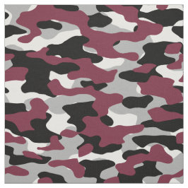 Burgundy, Black, White och Grått Camo Tyg