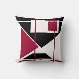 Burgundy Black White Triangular Geometric Design Kudde