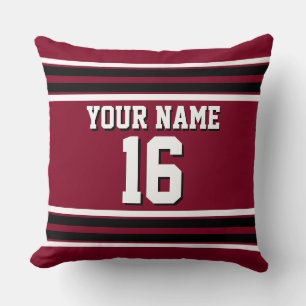 Burgundy Black Wht Team Jersey Anpassningsbar Numb Kudde