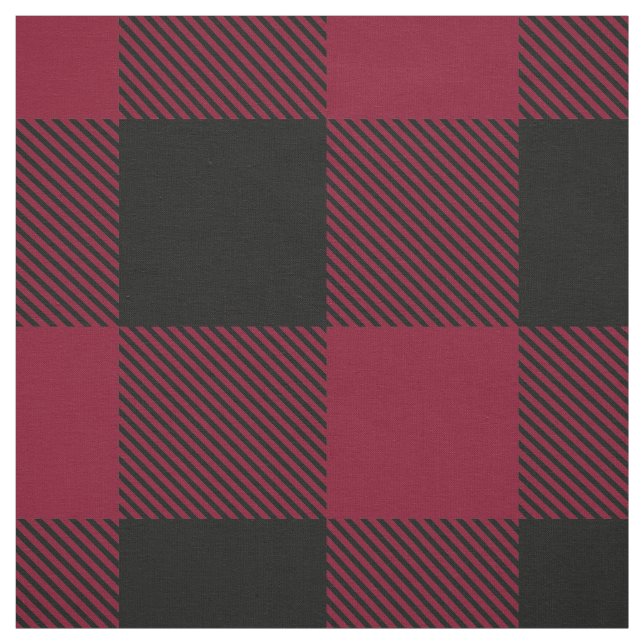 Burgundy Black XXL Buffalo-kontroll Tartan Tyg (Provkarta)