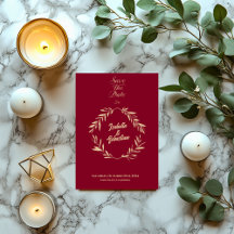 Burgundy & Blek Guld Rhombus Spara datumet Bröllop