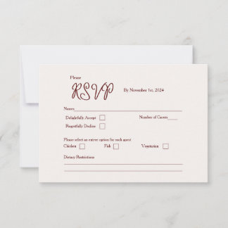 Burgundy Bliss RSVP-kort version 2 OSA Kort