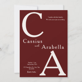 Burgundy Bliss: Version 1 bröllopsinbjudan Inbjudningar